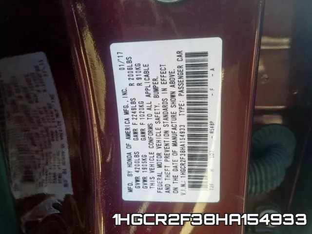 1HGCR2F38HA154933 фото 2