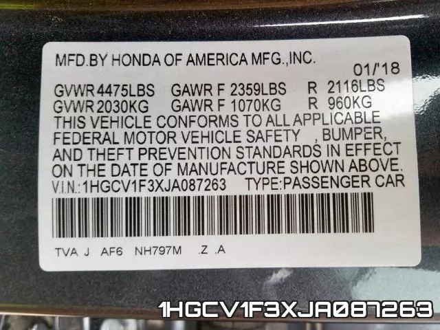 1HGCV1F3XJA087263 фото 2