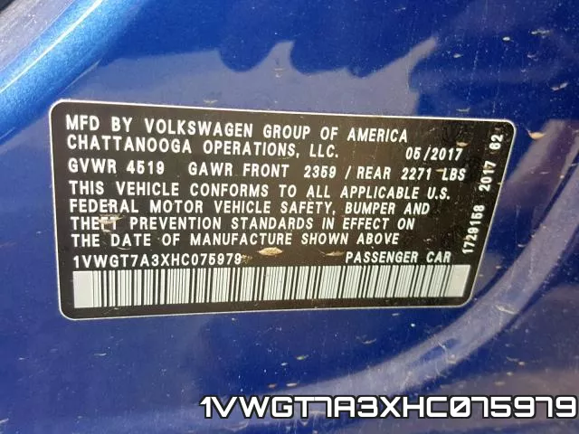 1VWGT7A3XHC075979 фото 2