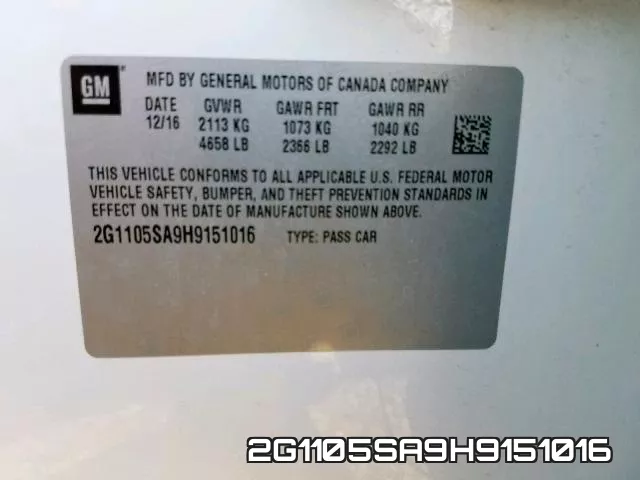 2G1105SA9H9151016 фото 2