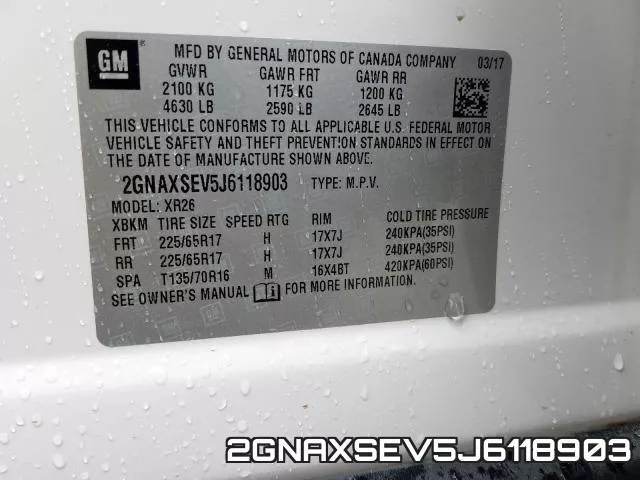 2GNAXSEV5J6118903 фото 2