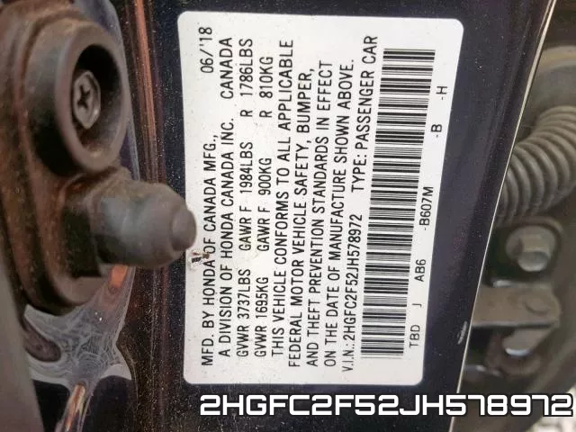 2HGFC2F52JH578972 фото 2