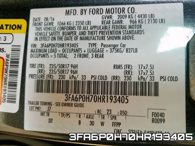 3FA6P0H70HR193405 фото 2