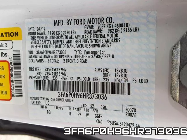 3FA6P0H96HR373036 фото 2