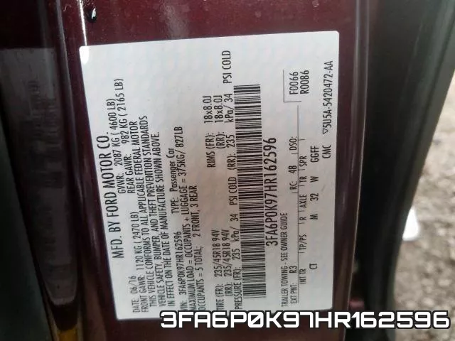 3FA6P0K97HR162596 фото 2