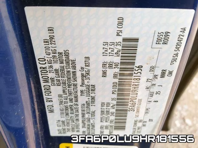 3FA6P0LU9HR181556 фото 2