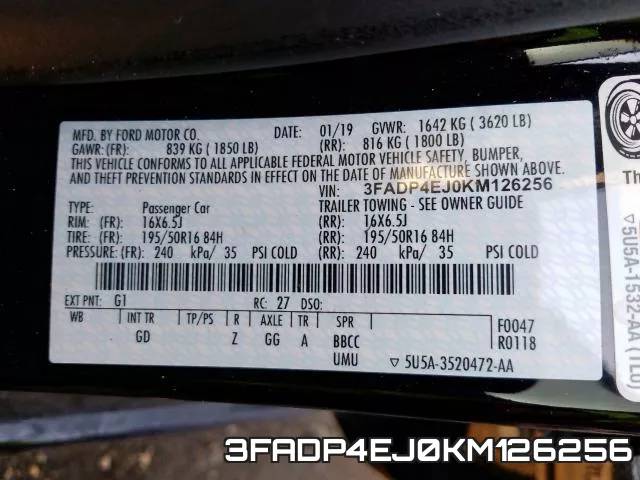 3FADP4EJ0KM126256 фото 2