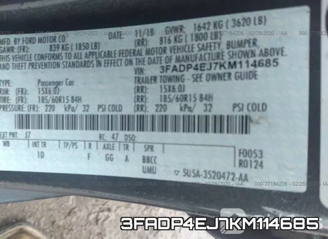 3FADP4EJ7KM114685 фото 10