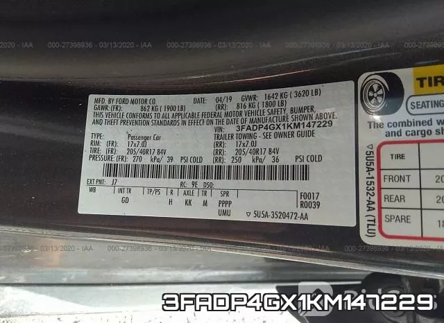 3FADP4GX1KM147229 фото 10
