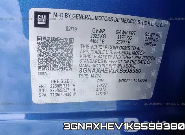 3GNAXHEV1KS598380 фото 10