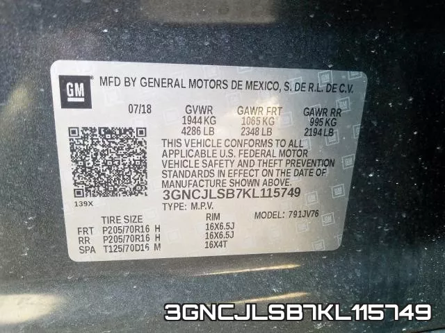 3GNCJLSB7KL115749 фото 2
