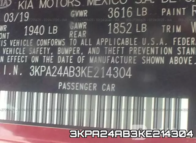 3KPA24AB3KE214304 фото 10