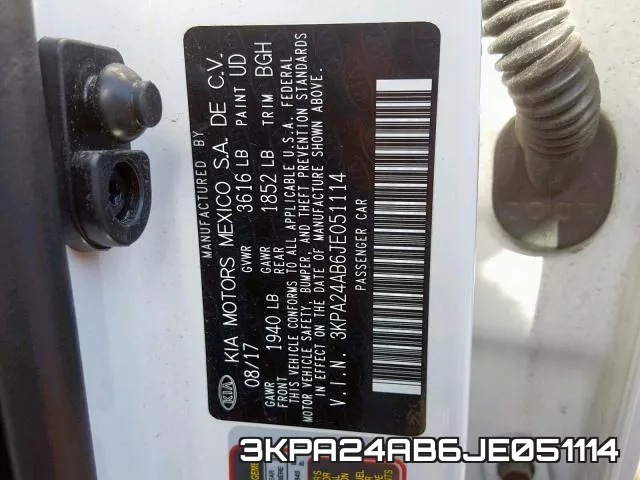 3KPA24AB6JE051114 фото 2