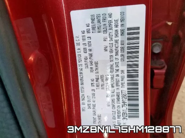3MZBN1L75HM128877 фото 2