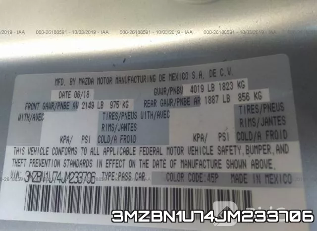 3MZBN1U74JM233706 фото 10