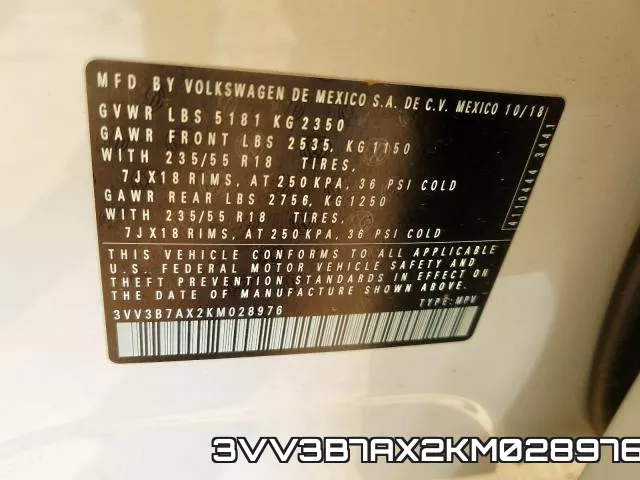3VV3B7AX2KM028976 фото 2