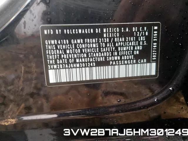 3VW2B7AJ6HM301249 фото 2