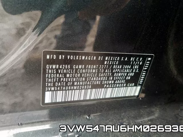 3VW547AU6HM026936 фото 2