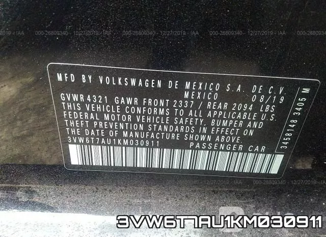3VW6T7AU1KM030911 фото 10