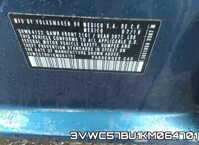 3VWC57BU1KM064701 фото 10