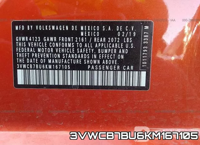 3VWCB7BU6KM167105 фото 10