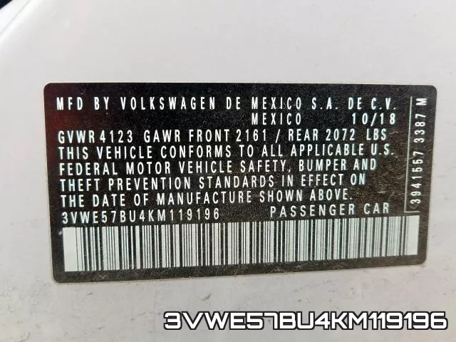 3VWE57BU4KM119196 фото 2