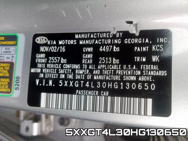 5XXGT4L30HG130650 фото 2