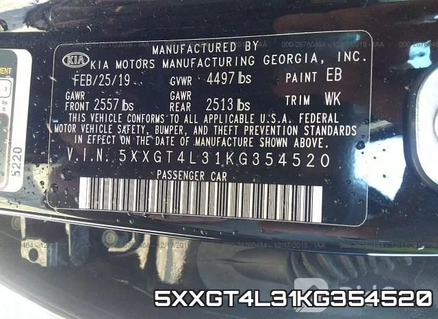 5XXGT4L31KG354520 фото 10