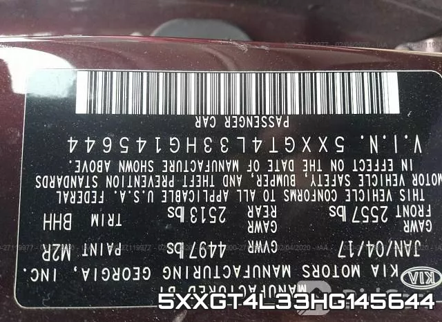 5XXGT4L33HG145644 фото 10
