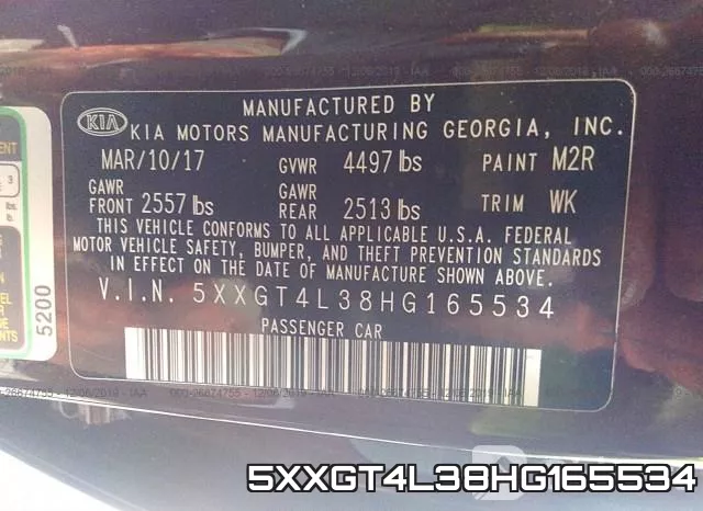 5XXGT4L38HG165534 фото 10