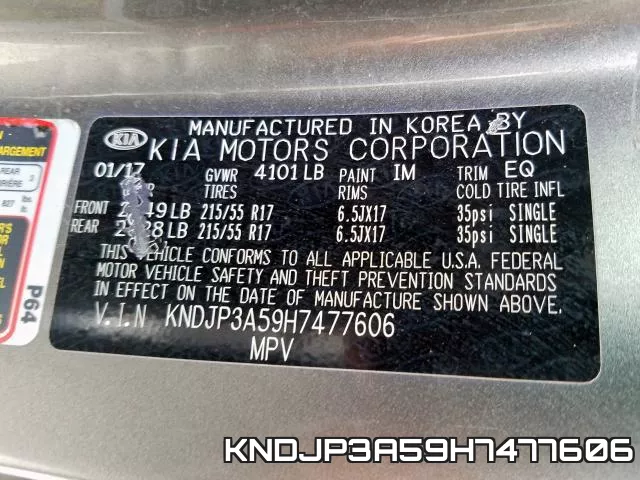 KNDJP3A59H7477606 фото 2