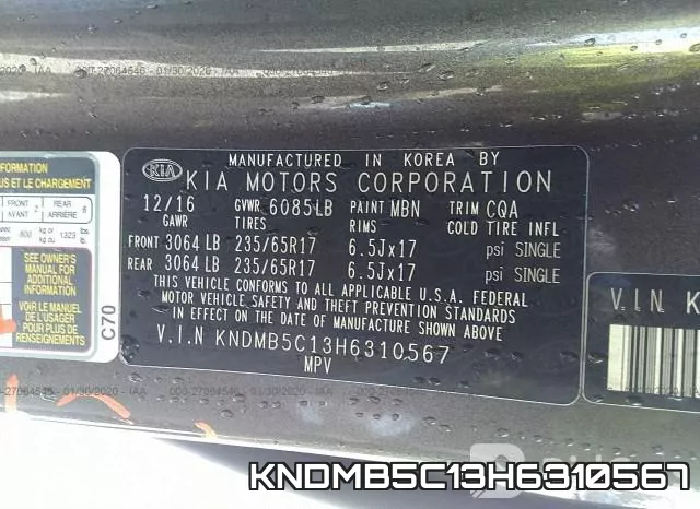 KNDMB5C13H6310567 фото 10