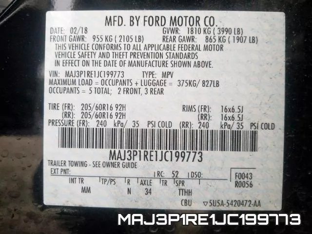 MAJ3P1RE1JC199773 фото 2