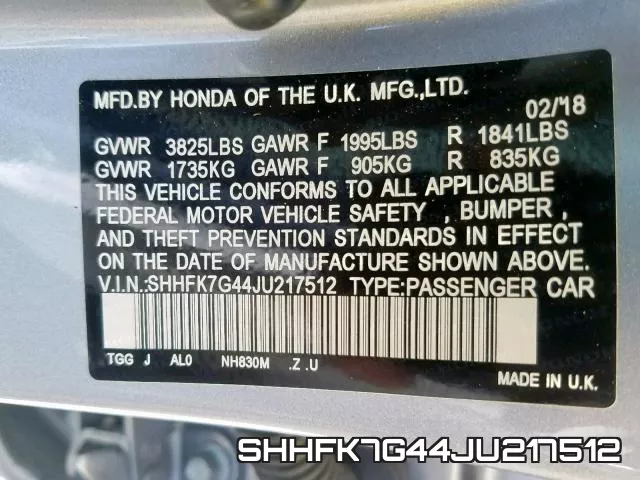 SHHFK7G44JU217512 фото 2
