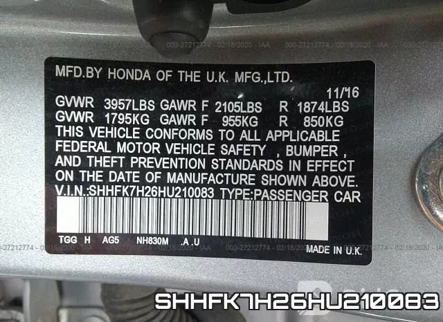 SHHFK7H26HU210083 фото 10