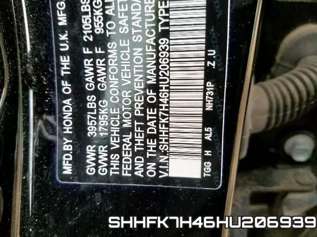 SHHFK7H46HU206939 фото 2