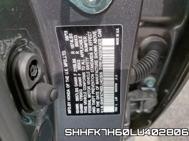 SHHFK7H60LU402806 фото 2