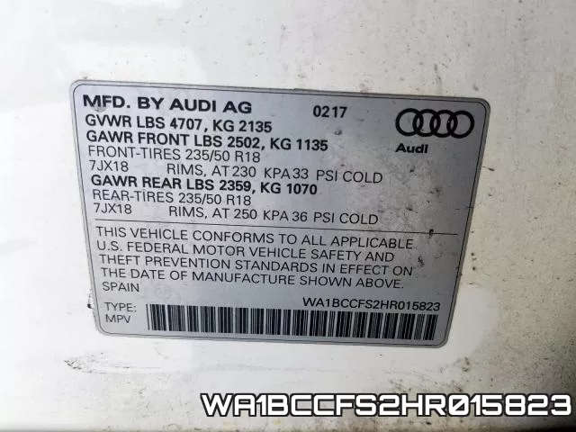 WA1BCCFS2HR015823 фото 2