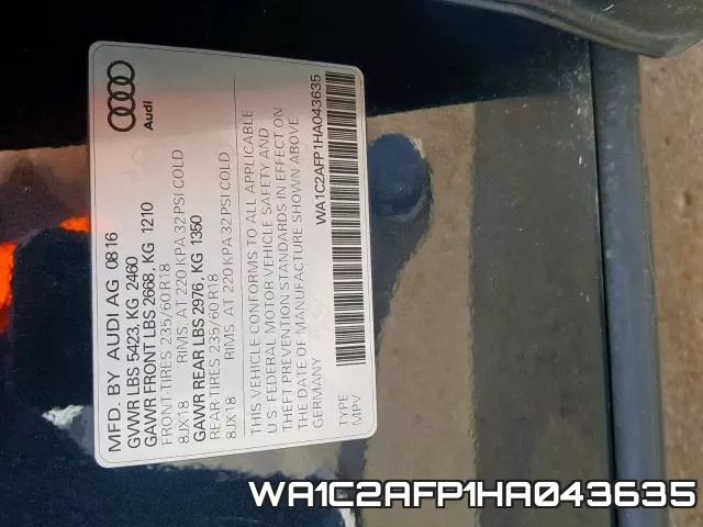 WA1C2AFP1HA043635 фото 2