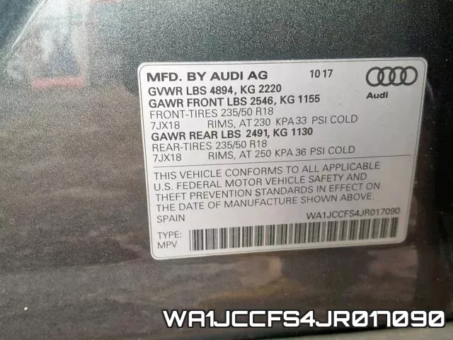 WA1JCCFS4JR017090 фото 2