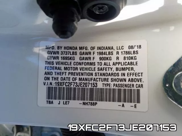 19XFC2F73JE207153 фото 2