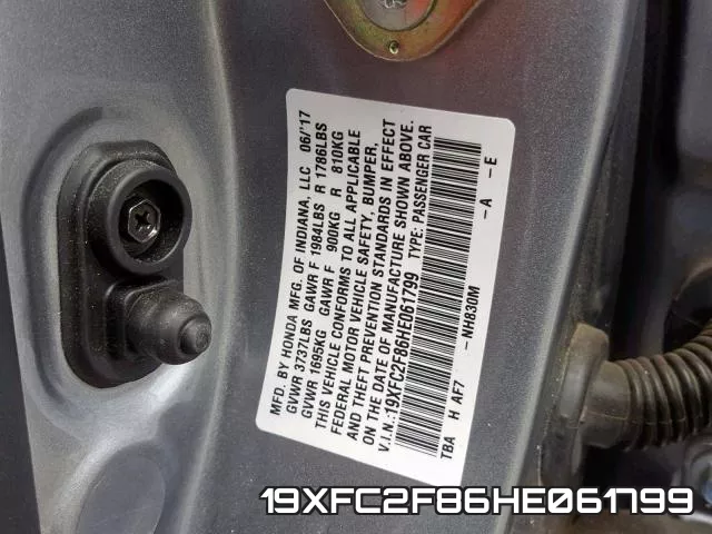 19XFC2F86HE061799 фото 2