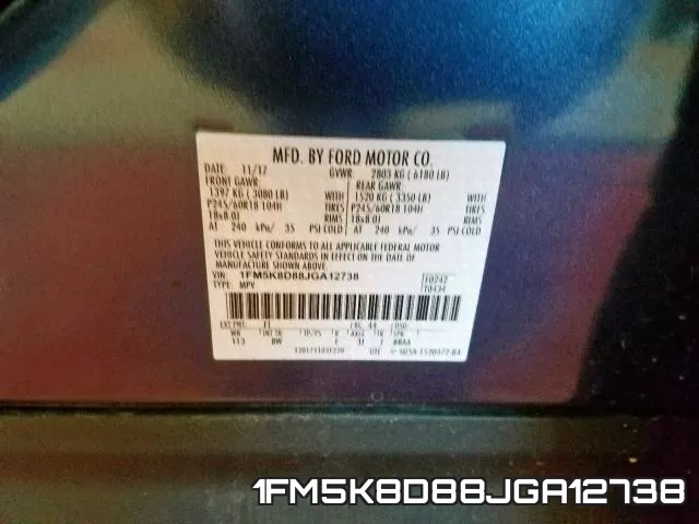 1FM5K8D88JGA12738 фото 2