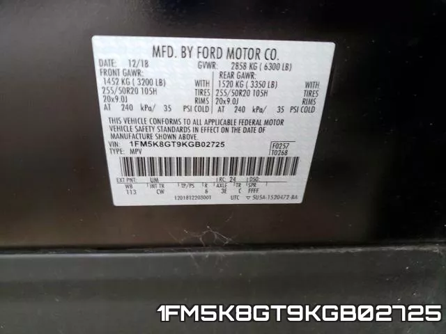 1FM5K8GT9KGB02725 фото 2