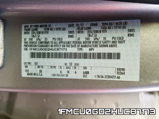 1FMCU0GD2HUC87173 фото 2