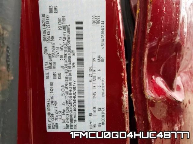 1FMCU0GD4HUC48777 фото 2