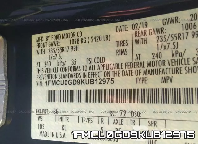 1FMCU0GD9KUB12975 фото 10