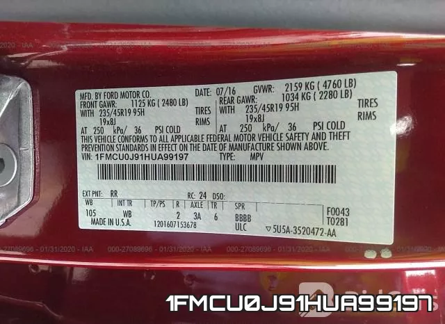 1FMCU0J91HUA99197 фото 10