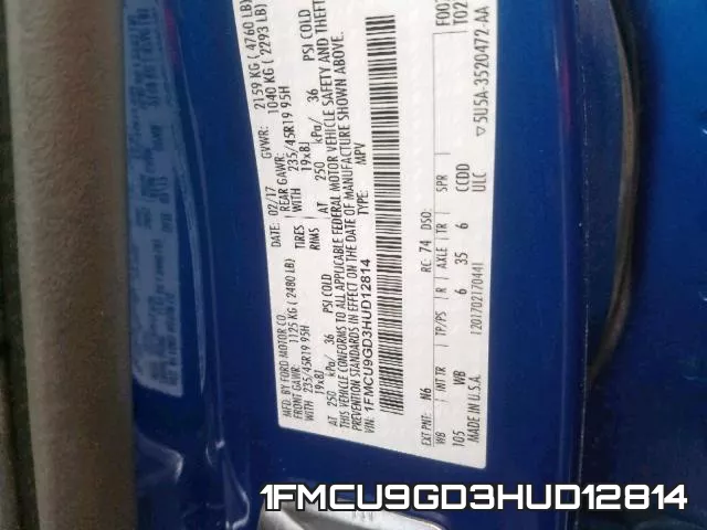 1FMCU9GD3HUD12814 фото 2