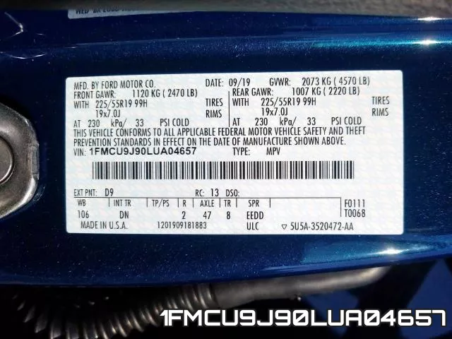 1FMCU9J90LUA04657 фото 2